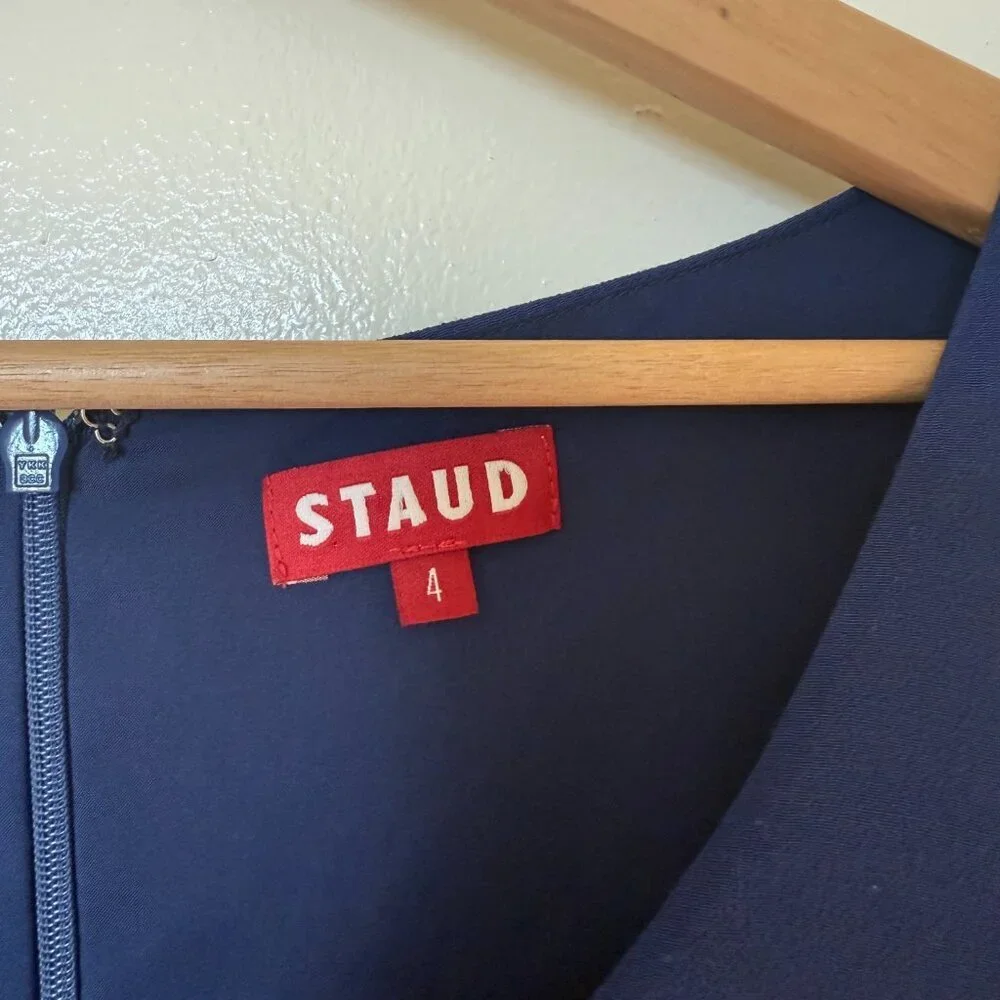 Staud Juniper Navy Blue Long Sleeve Mini Dress US 4​​